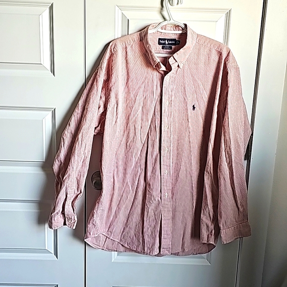 Ralph Lauren Other - Ralph Lauren Red and White Searsucker Long Sleeve Button Down Men's Size XL EUC